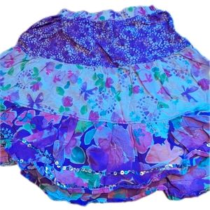 5/6 Yr Skirt 1989 Place Sequin Twirl Purple Pink Floral Print